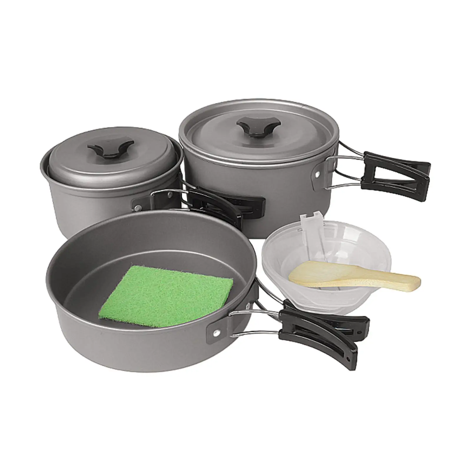 Camping Cookware Set for Campfire Compact with Bowls with Folding Handles Frying