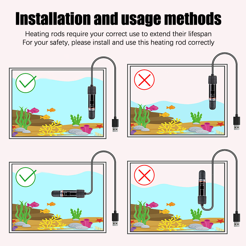 Title 8, USB Mini Aquarium Heating Rod For Small Fish Ta...