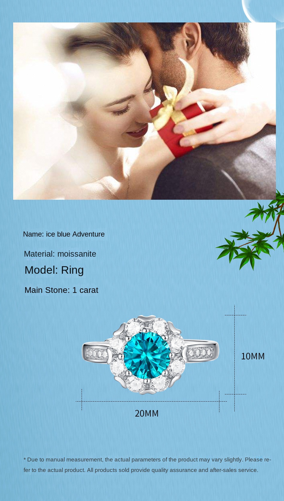 Chic S925 silver ring with ice blue stone for women, adventure-themed jewelry available for spot delivery3