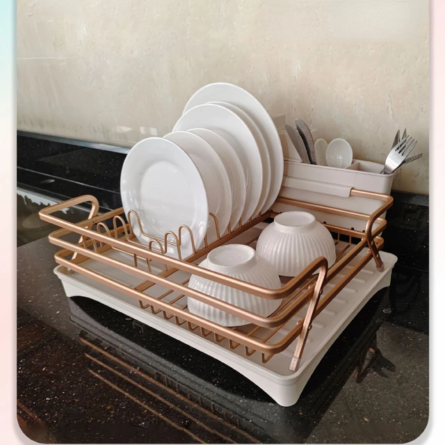 Aluminum Dish Drying Rack,Rustproof Dish Plates Rack and Drainboard Set  with Drainage,Utensil Storage Organizer,Cup Glass Holder - AliExpress