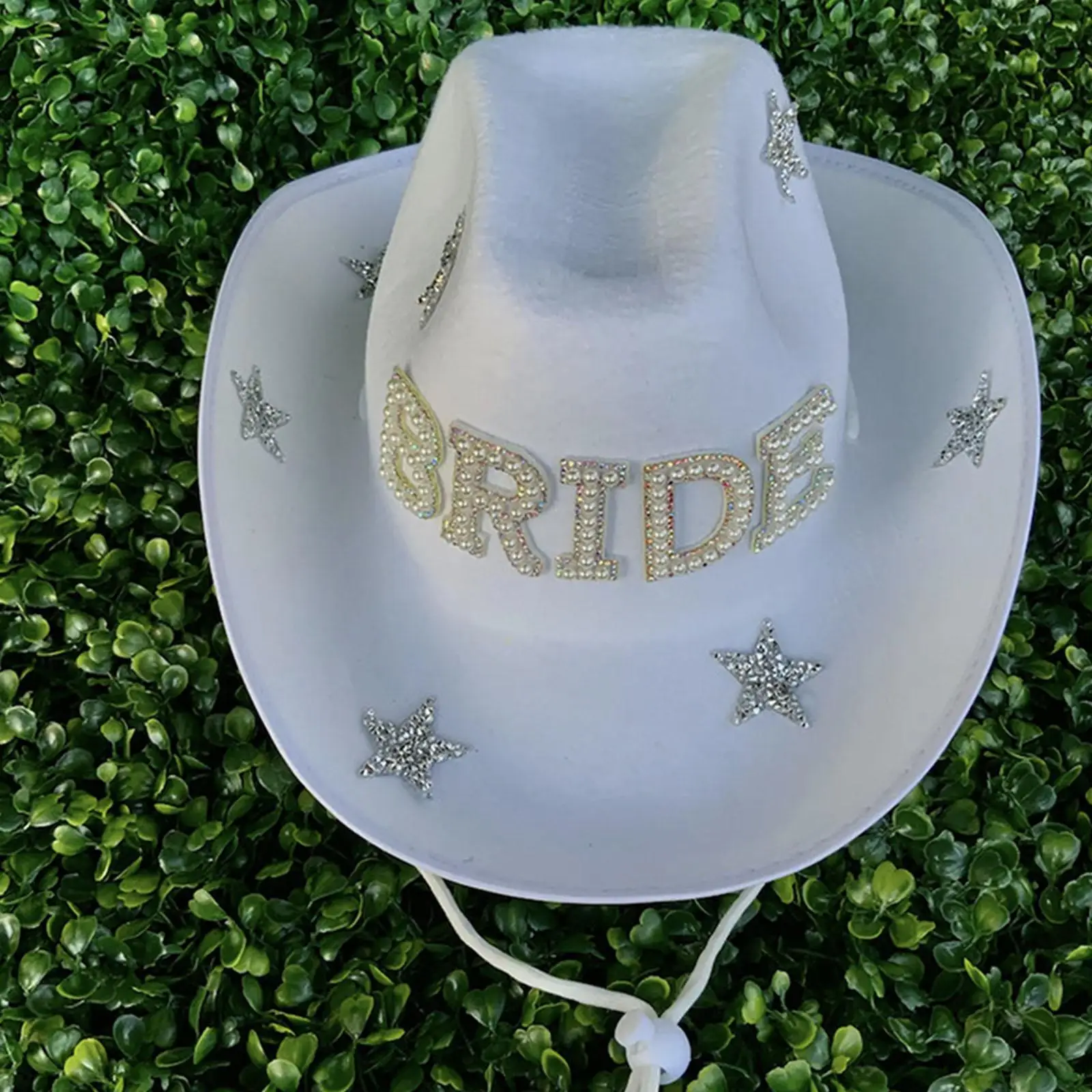 Felt Cloth White Blinking Rhinestone Bridal Cowgirl Hat Cowboy Hat, for Cosplay Party Costumes Accessories Lightweight Portable