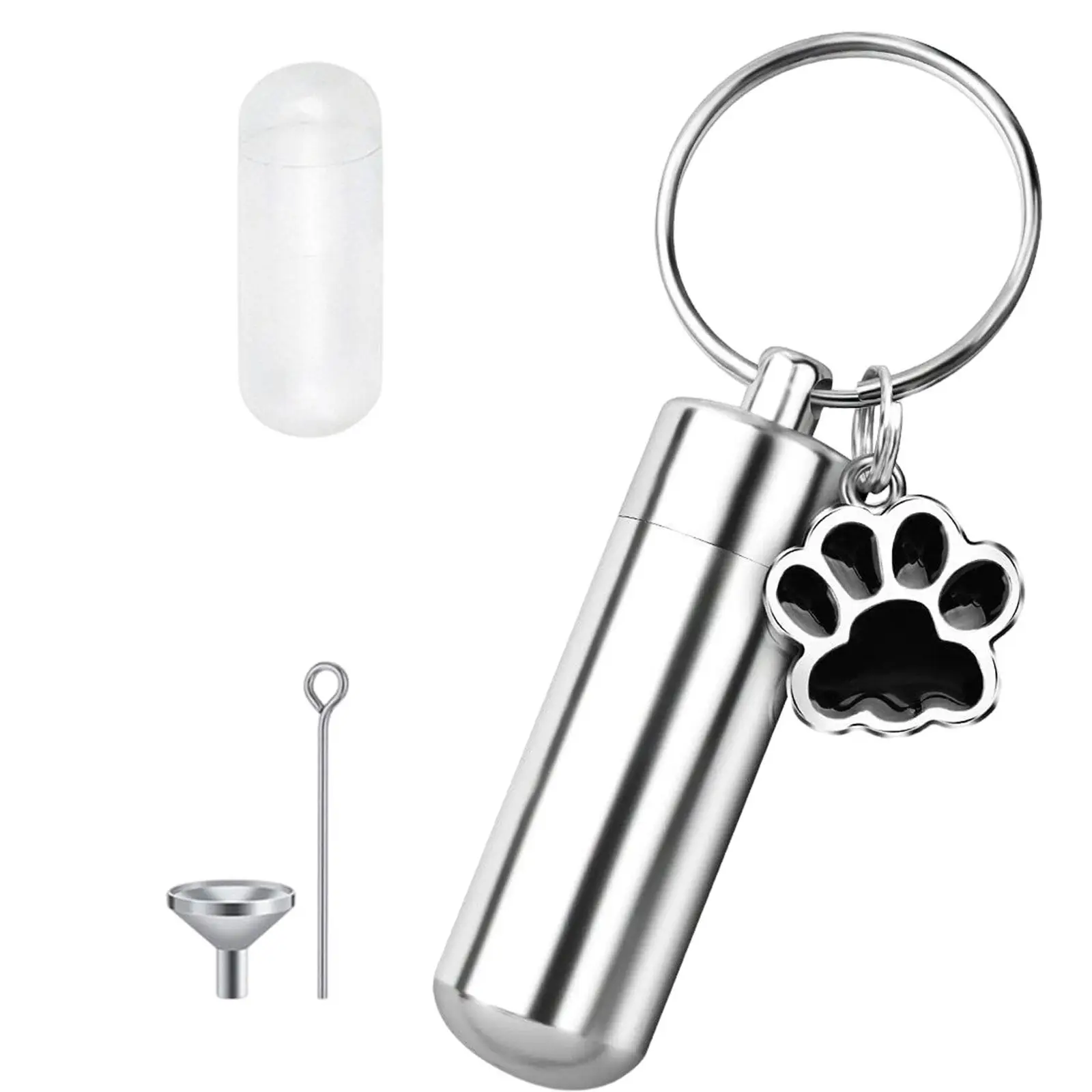Stainless Steel Pet Urns Keepsake Pendant Key Rings Memorial Jewelry Bottle Remembrance Sympathy Cremation Urn Keychain