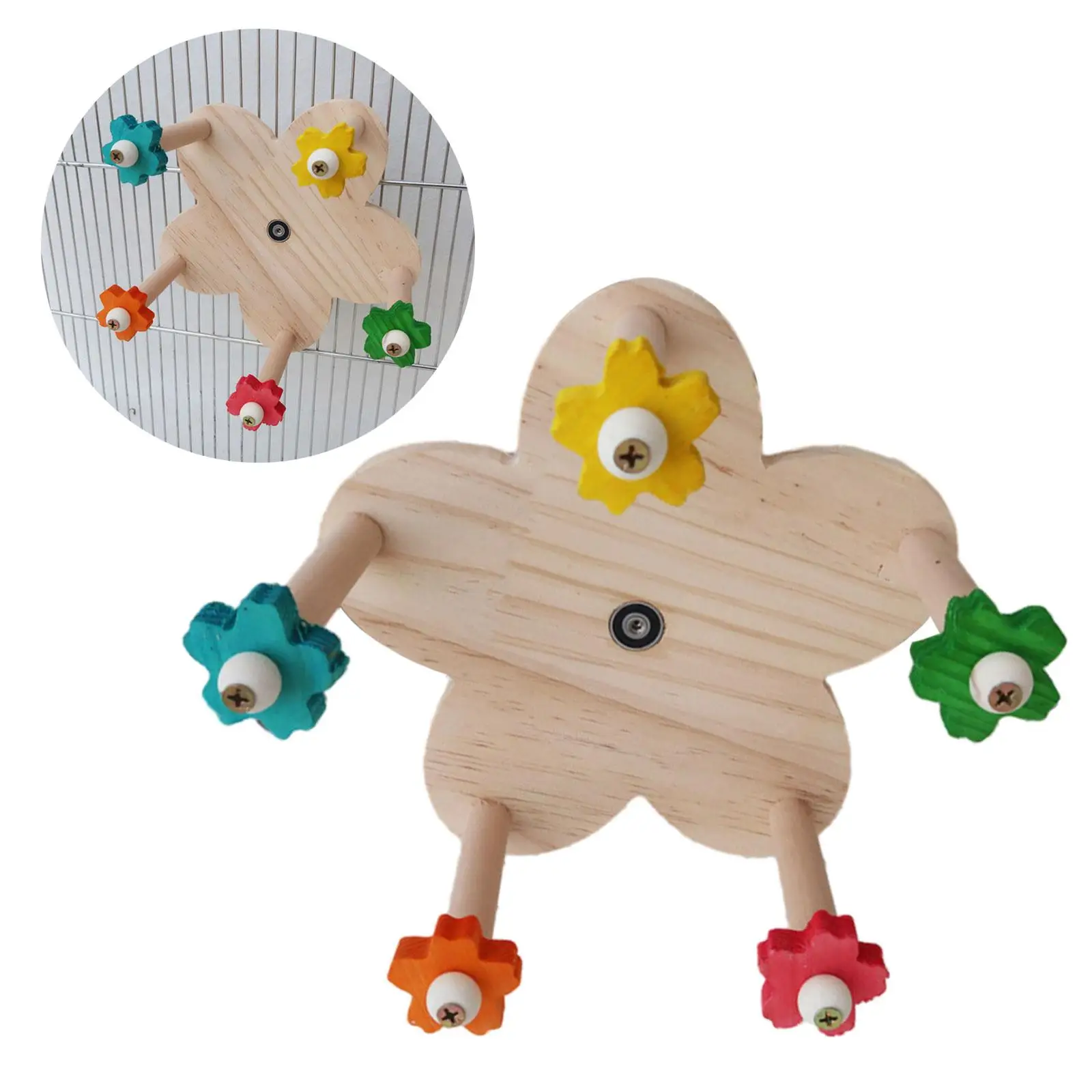 Parrot Perch Wheel Toy Platform Durable Wooden Rotating Perches Toys for Macaws Conures Cockatiels Budgies Parakeet Parrot