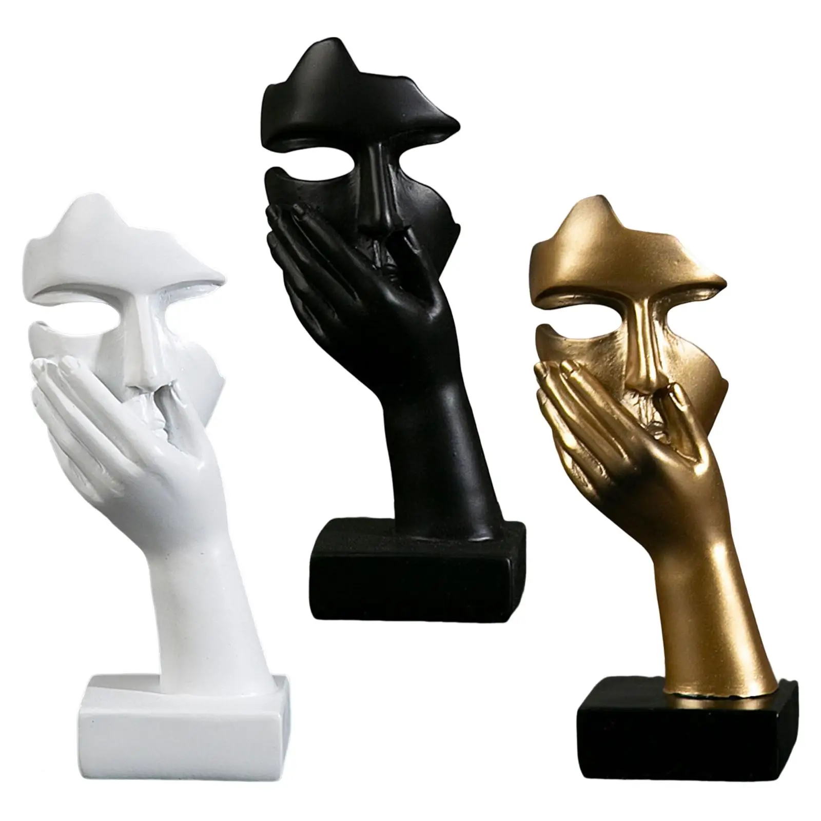 Resin Thinker Statue Figurine Mask Collectible Desktop Creative Sculpture for Bookshelf Tabletop Shelf Decoration Ornament