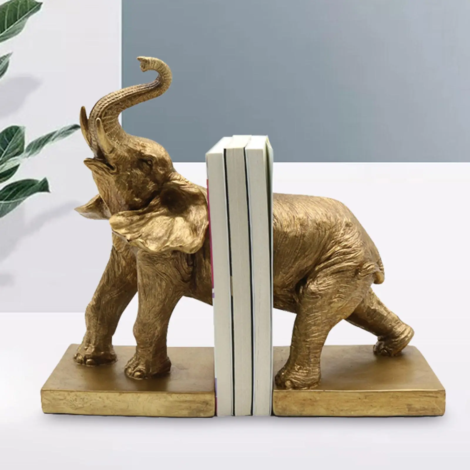 Elephant Figurine Bookfile Nordic Creative Ornament Book Stopper Book Holder for Bookshelf Home Tabletop Wine Cabinet Decoration