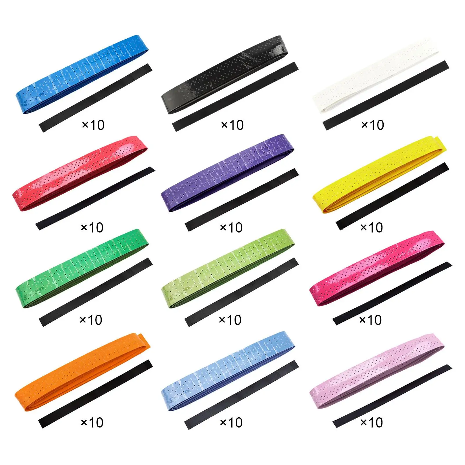 10 Pieces Racket Grip Tape Non Slip Portable Band Sweat Absorbing Tennis Overgrip for Fishing Rod Squash Rackets Baseball Bats