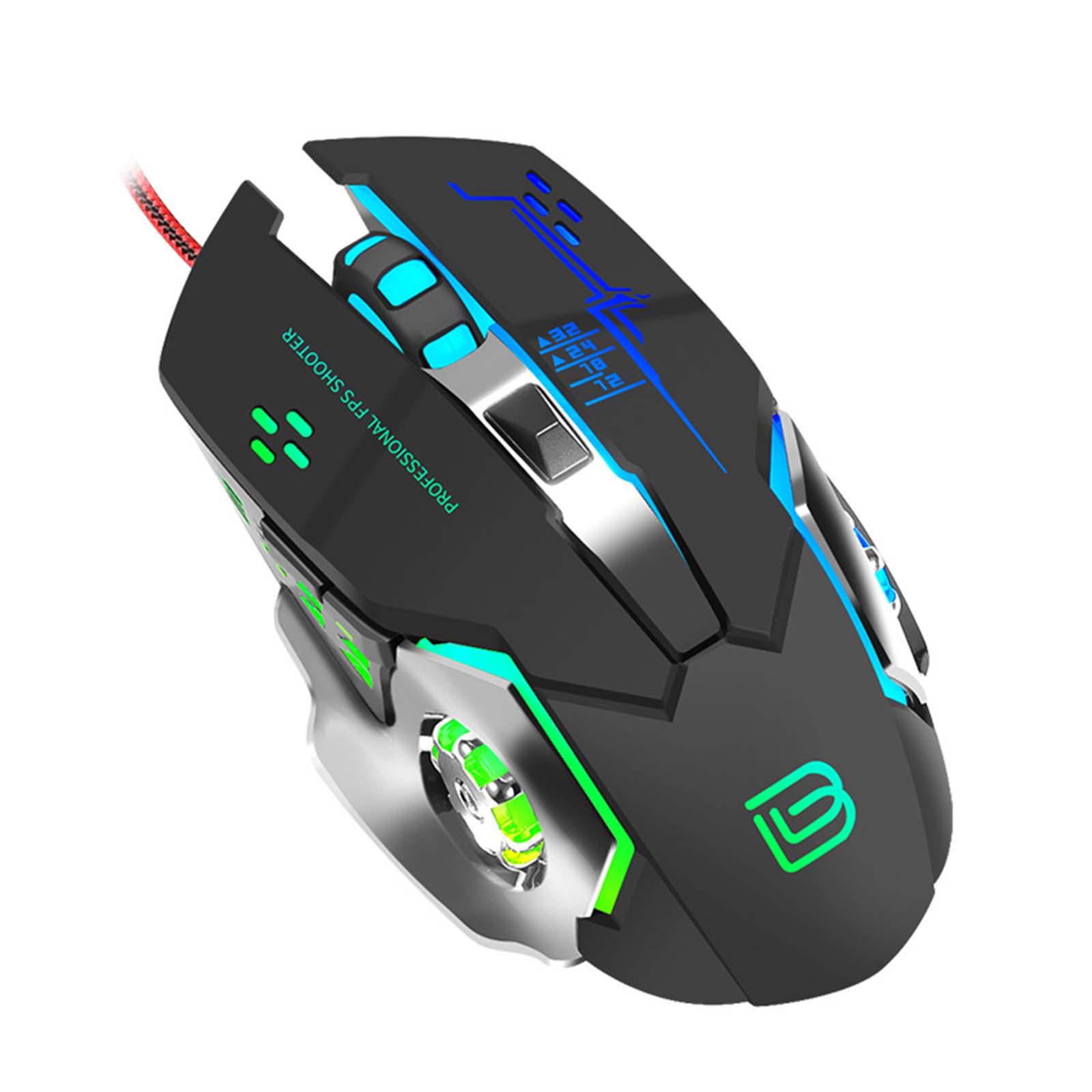 Wired Mouse with Breathing Light 1200 1800 2400 3200DPI Precise Operation Computer Gaming Mouse for Office Desktop Notebook PC