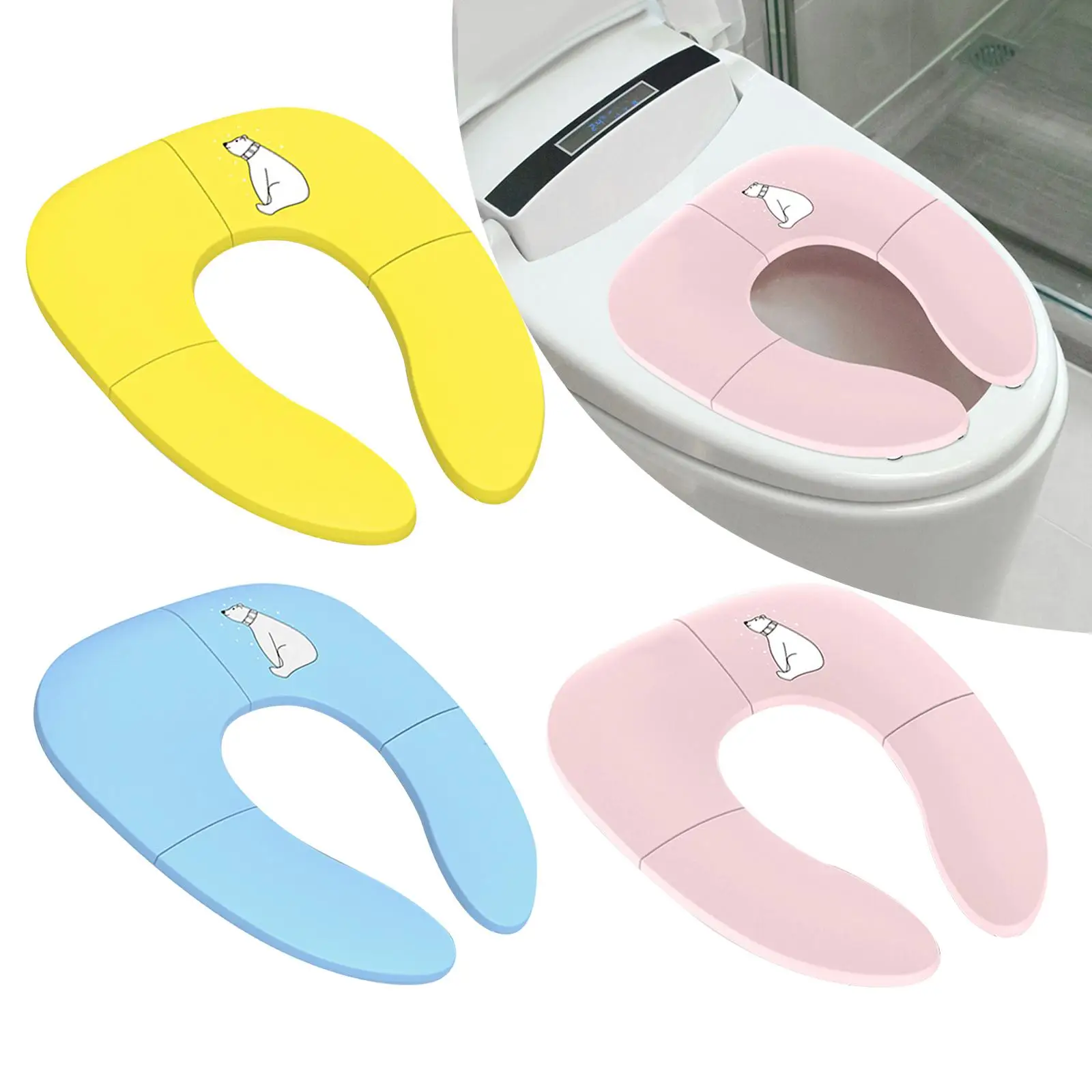 Folding Toilet pad Upgraded Non Slip Toilet Seat Toilet Ring for travel Use Round and Oval Toilets Toddler Girls