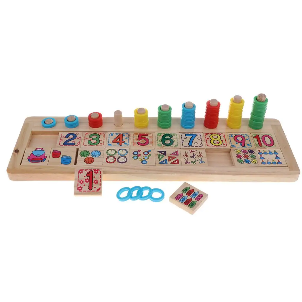 Wooden Number Puzzle Sorting Montessori Toys for Toddlers - Shape Color Sorter