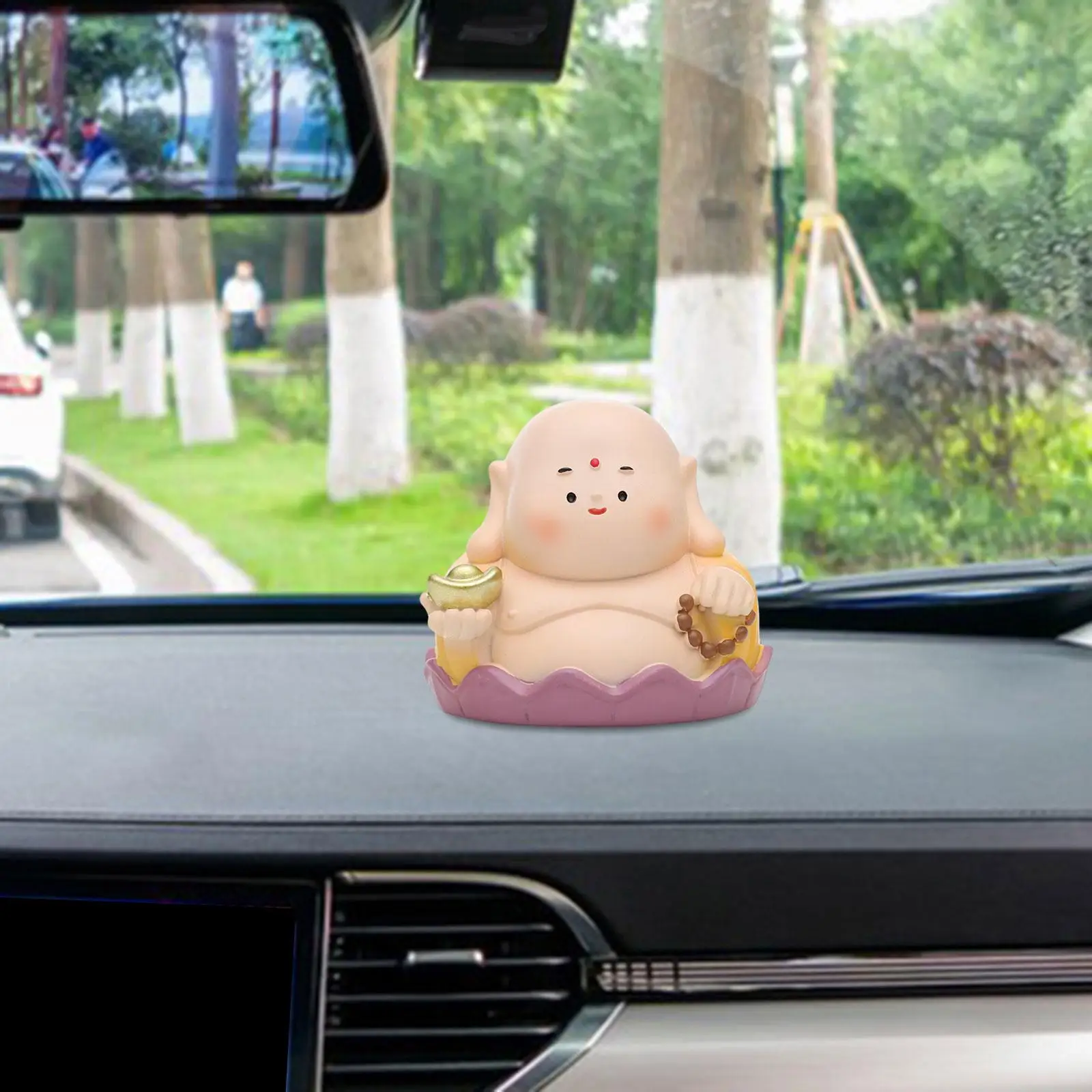 Mini Maitreya Buddha Statue Car Dashboard Ornament Handmade Craft Dolls Adorable