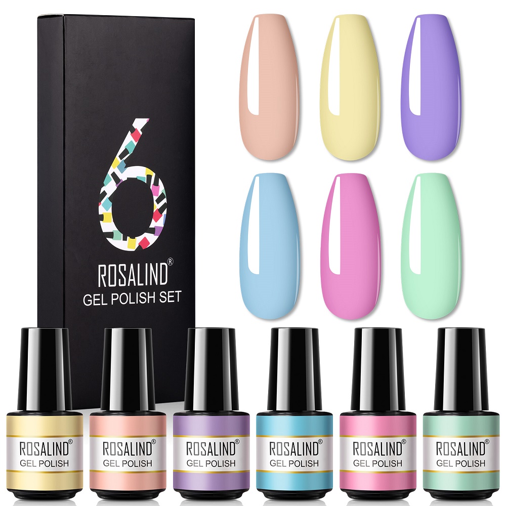 Best of ROSALIND Nail Gel Polish Set For Manicure Nail Art Design Polish Lacquer Soak Off Semi Permanent UV Gel Hybrid Varnish 6PCS Kits Reviews & Tips