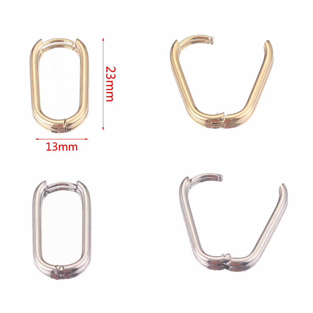 6 stücke 13*23mm Oval Edelstahl Ohrringe Ohr Haken Gold-Platte Schmuck Erkenntnisse Hoops für Frauen Retro ohrring Mode Großhandel – Detail 4