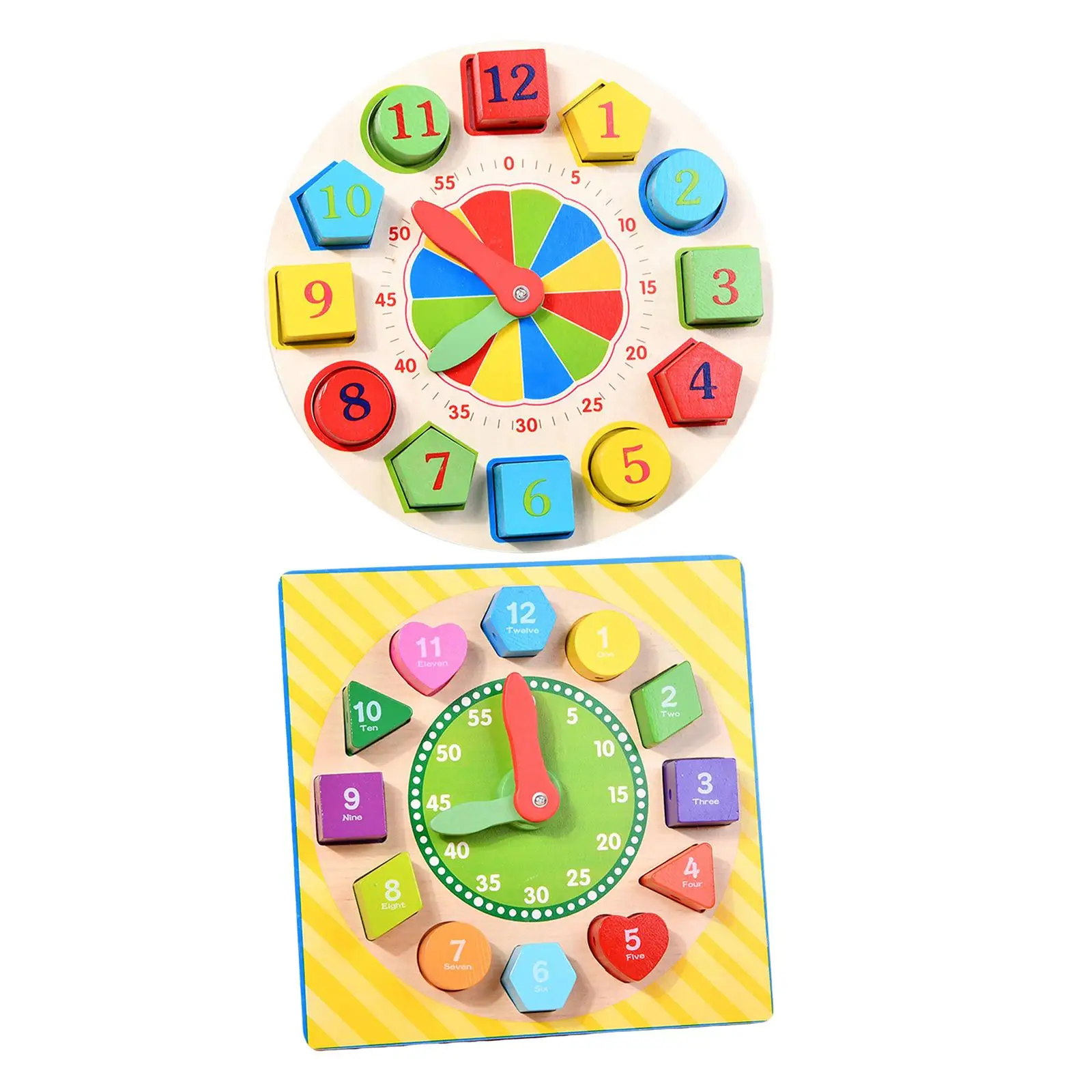 Montessori Wooden Clock Toys Minute Second Cognition Wooden Lacing Threading Toys for Airplane Kids