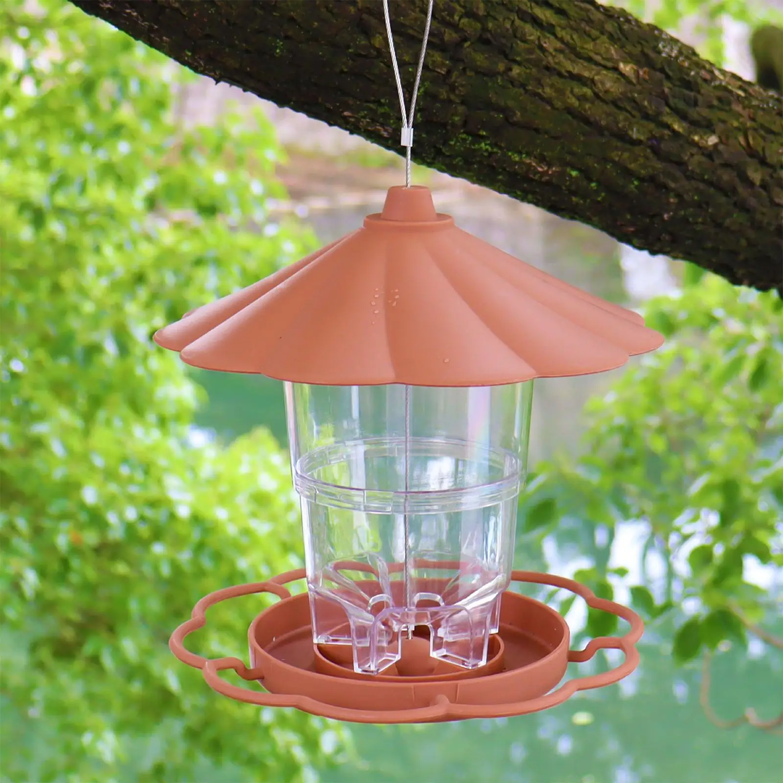 Bird Feeder Hanging Durable Rainproof Plastic Decor Sun-Proof for Garden