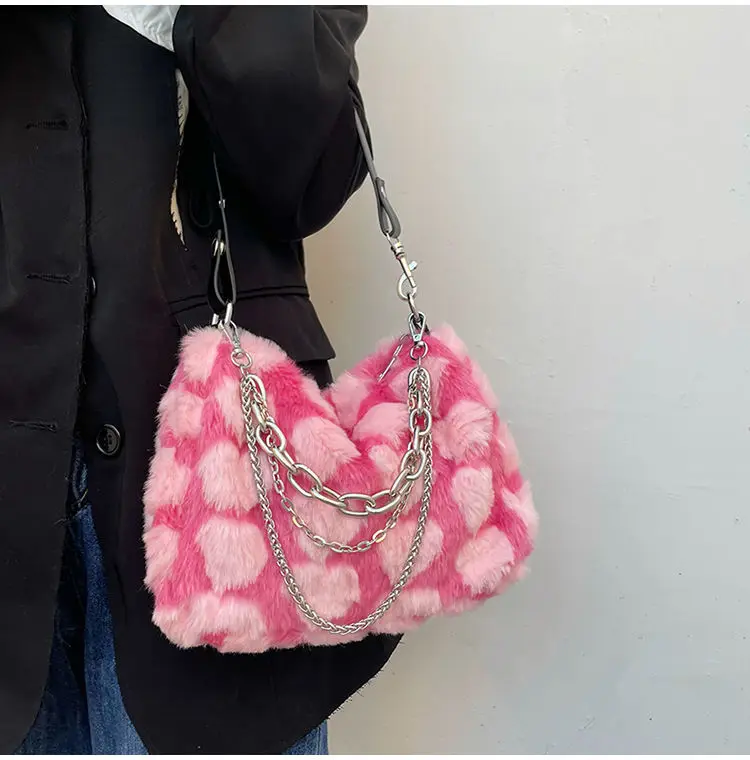 Rose Pink Women Lock Shoulder Bags Luxury Plaid Ladies Small Square  Crossbody Bag Fashion Design Female Clutch Purse Handbags