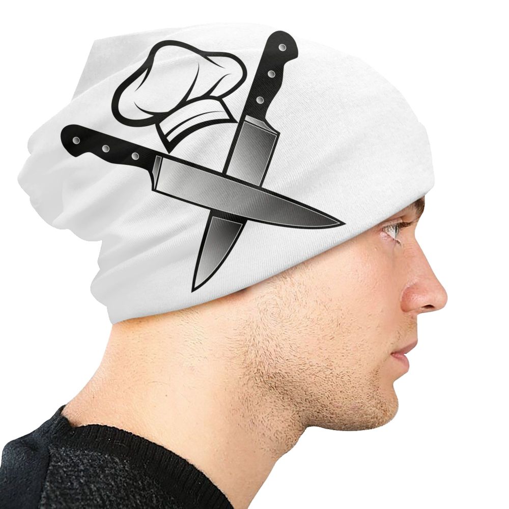 Benutzerdefinierte lustige Kochen Schädel Messer Chef Motorhaube Hut Stricken Hüte Männer Frauen Mode Unisex Erwachsene Winter warme Mützen Kappe – Detail 4