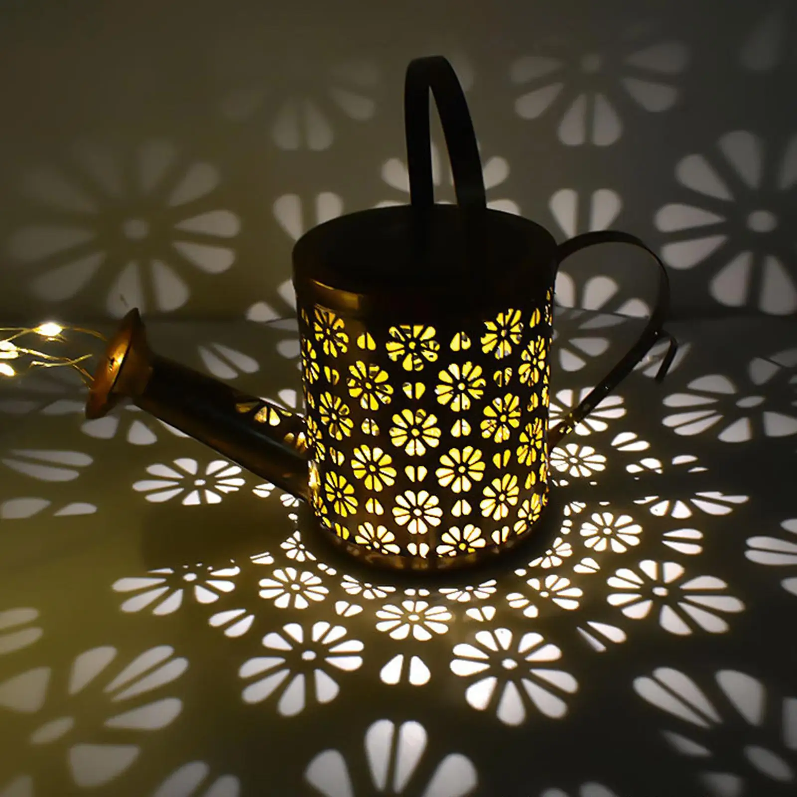 LED Fairy String Light Watering Can Art Lamp Garden Solar Powered Decor