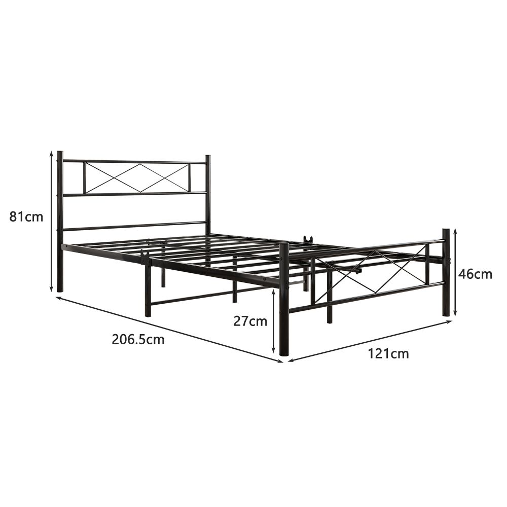 Metal Bed with Slatted Frame, 120x200cm Lying Surface, with Headboard, Double/Single Bed