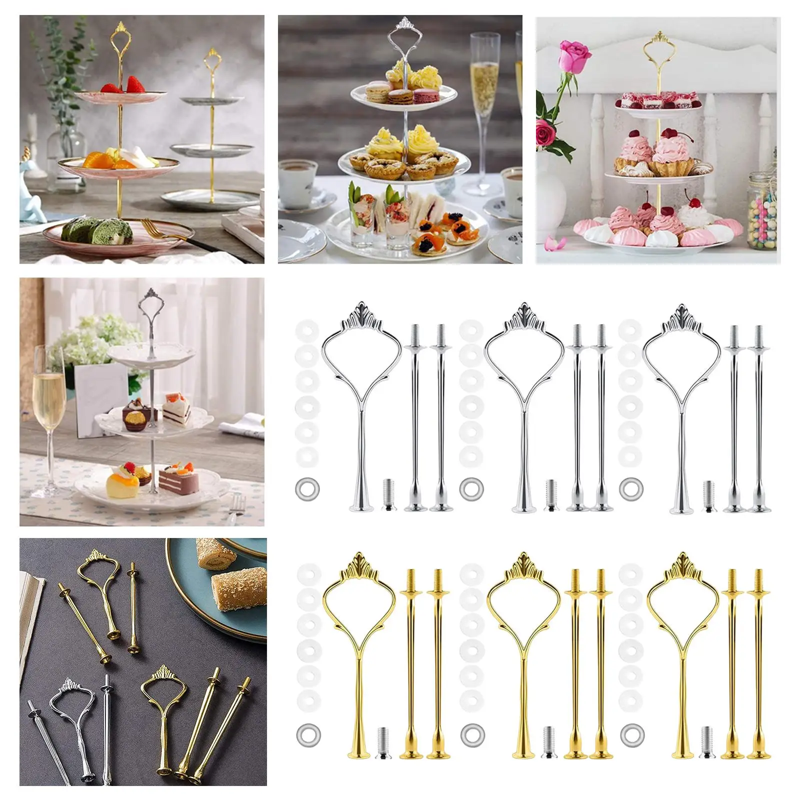 Plate Stand Handles Sturdy Fitting 3 Tier Cupcake Plate Stand Hardware Rod for Kitchen Wedding Party Anniversary Shop