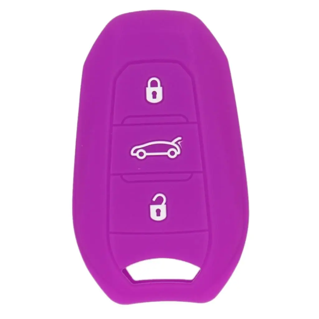 Silicone Car Key Case Cover Fit for AUDI Smart 3 Buttons Remote Key Fob Protective Case Shell Purple