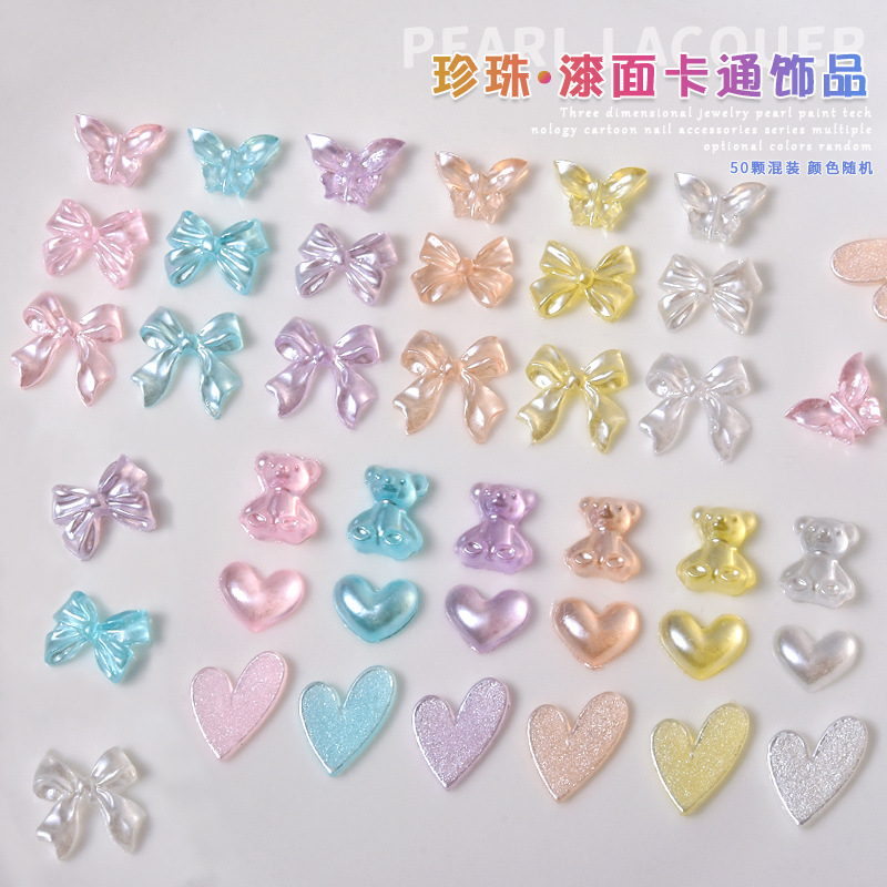 Best of 50Pcs / Lot Pearl Paint Finish Ribbon Nail Art Charm 3D Beautiful Shiny Paint Color Bowknot Bear Decoration Kwaii Nail Accessories Reviews & Tips