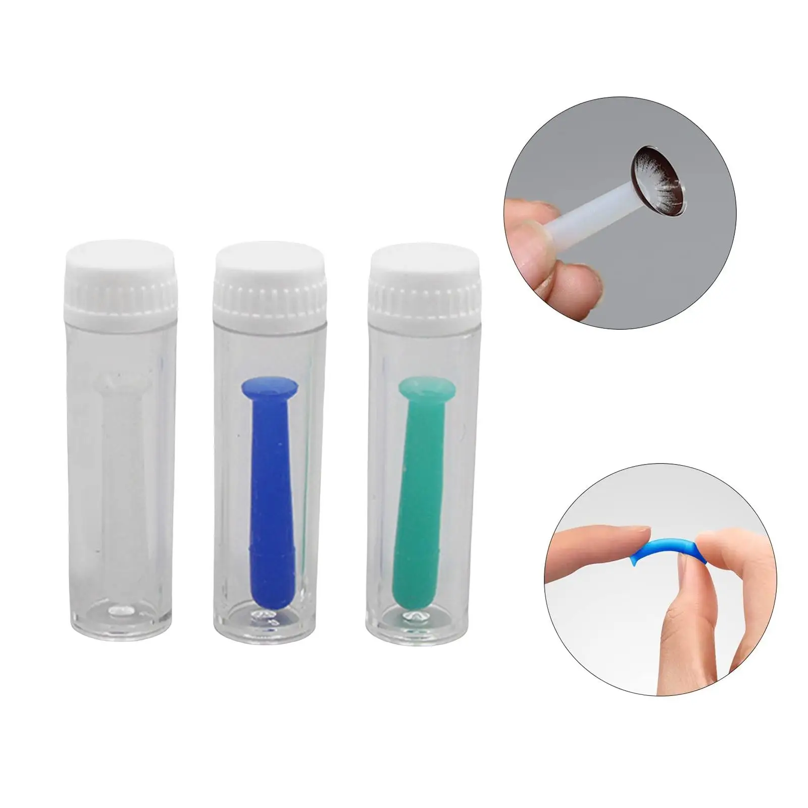 Silicone Contacts Inserter Remover Lightweight Portable with Storage Bottle Compact Soft Suction Cup Plunger for Rgp Lenses