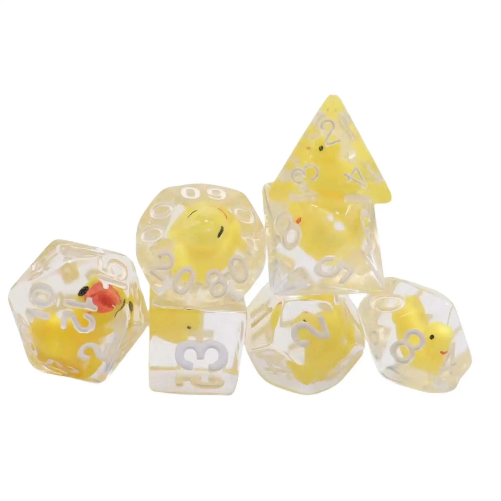 7x Acrylic Dices Playing Dices Filled with Ducks Animal D4 D8 D10 D12 D20 Party Favors Polyhedral Dices for Bar Party Card Game