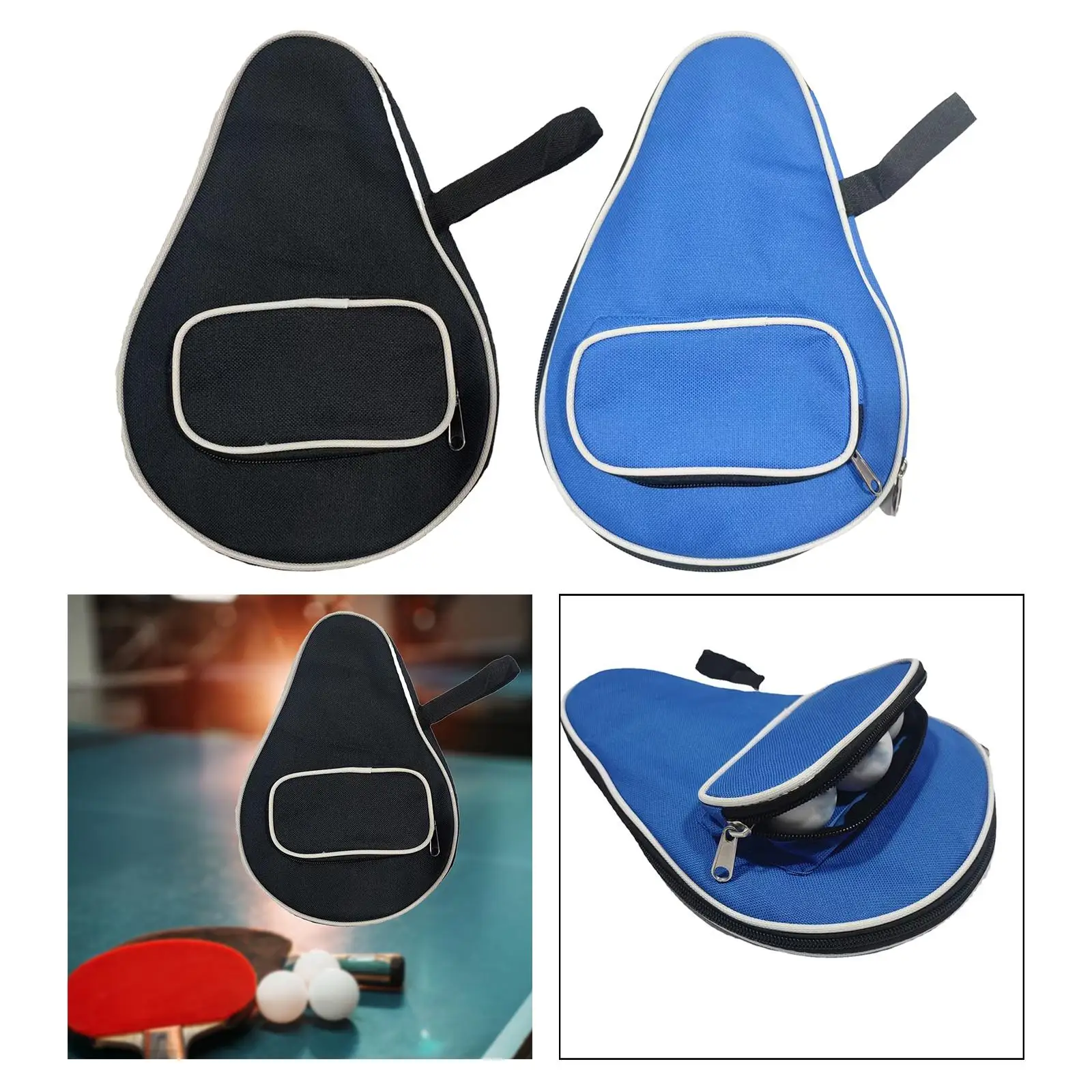 Table Tennis Racket Cover Portable Large Capacity Lightweight with Zipper Racket Pocket for Indoor Training Competition Travel