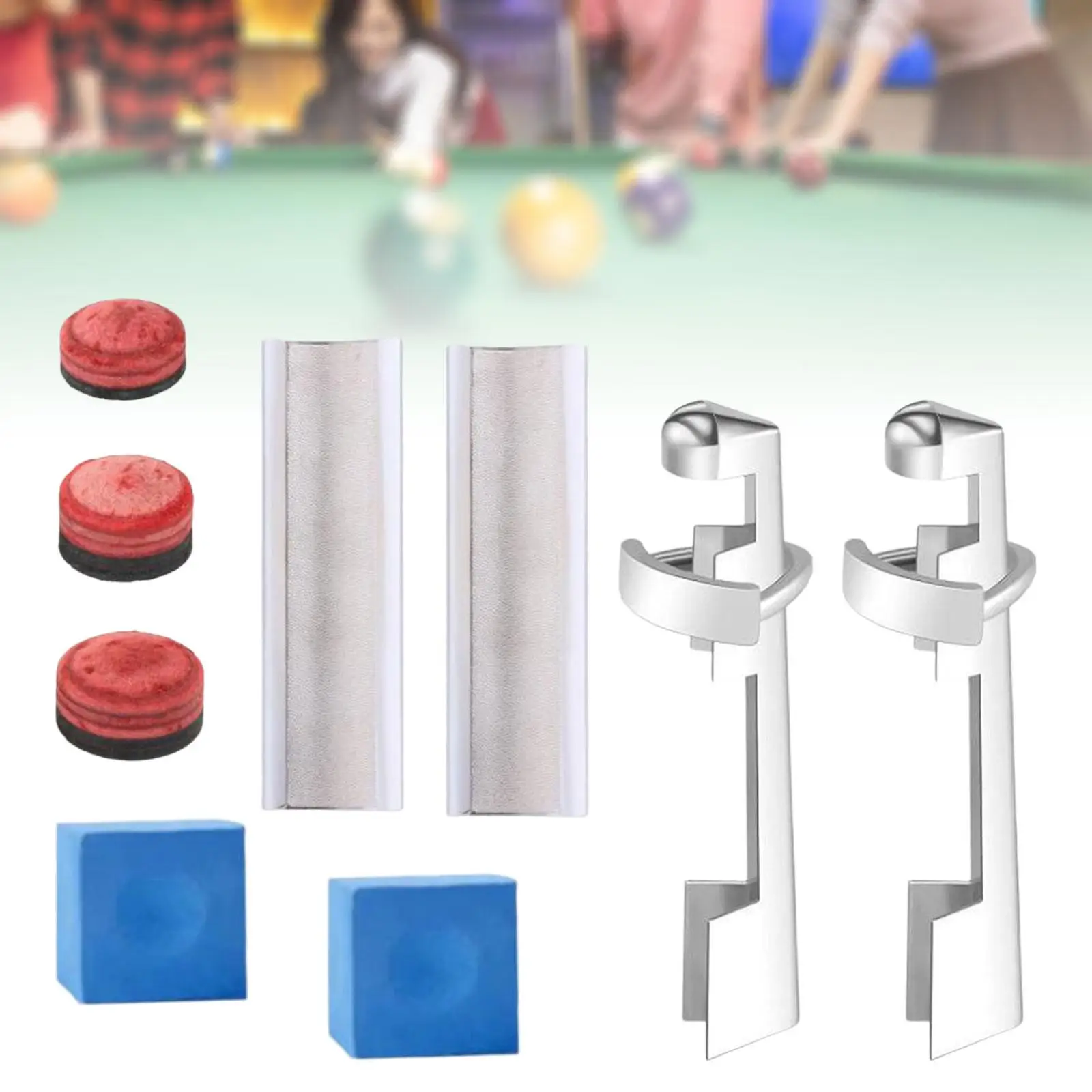 9x Pool Cue Tip Repair Kit Portable Chalk Cubes Snooker Billiards Cue Stick