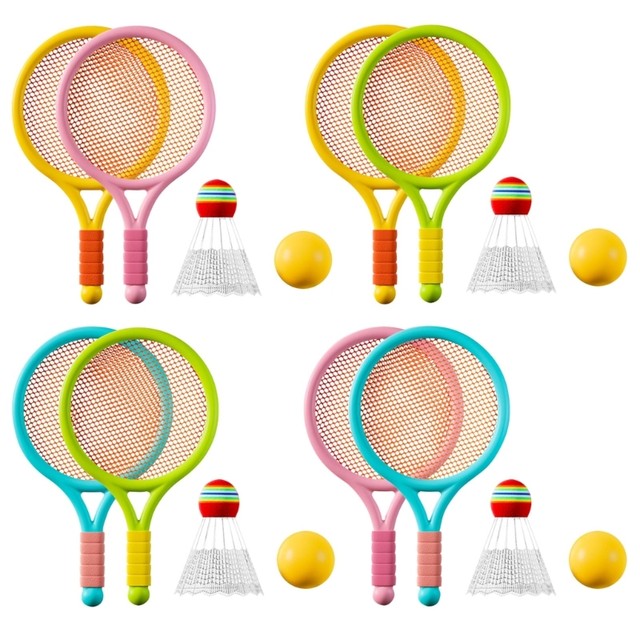 Raquette 2-en-1 Tennis & Badminton Pour Enfants - Avec Balles Et Volants - Jeu Intérieur/extérieur