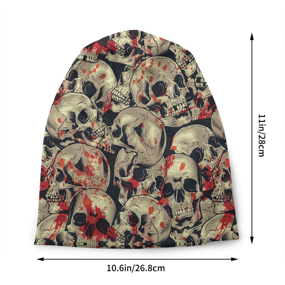 Benutzerdefinierte Schädel Druck Motorhaube Hüte Straße Stricken Hut Für Frauen Männer Winter Warme Horror Skeleton Tod Skullies Beanies Caps – Detail 26