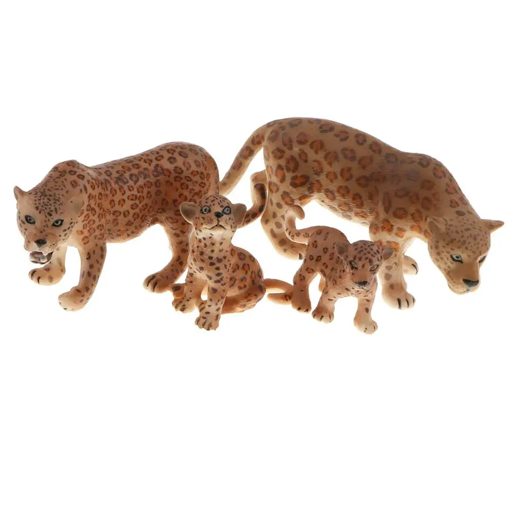  Animal Playset - 4pcs Leopard Family Model Collectible - Easter Eggs  Party Supplies
