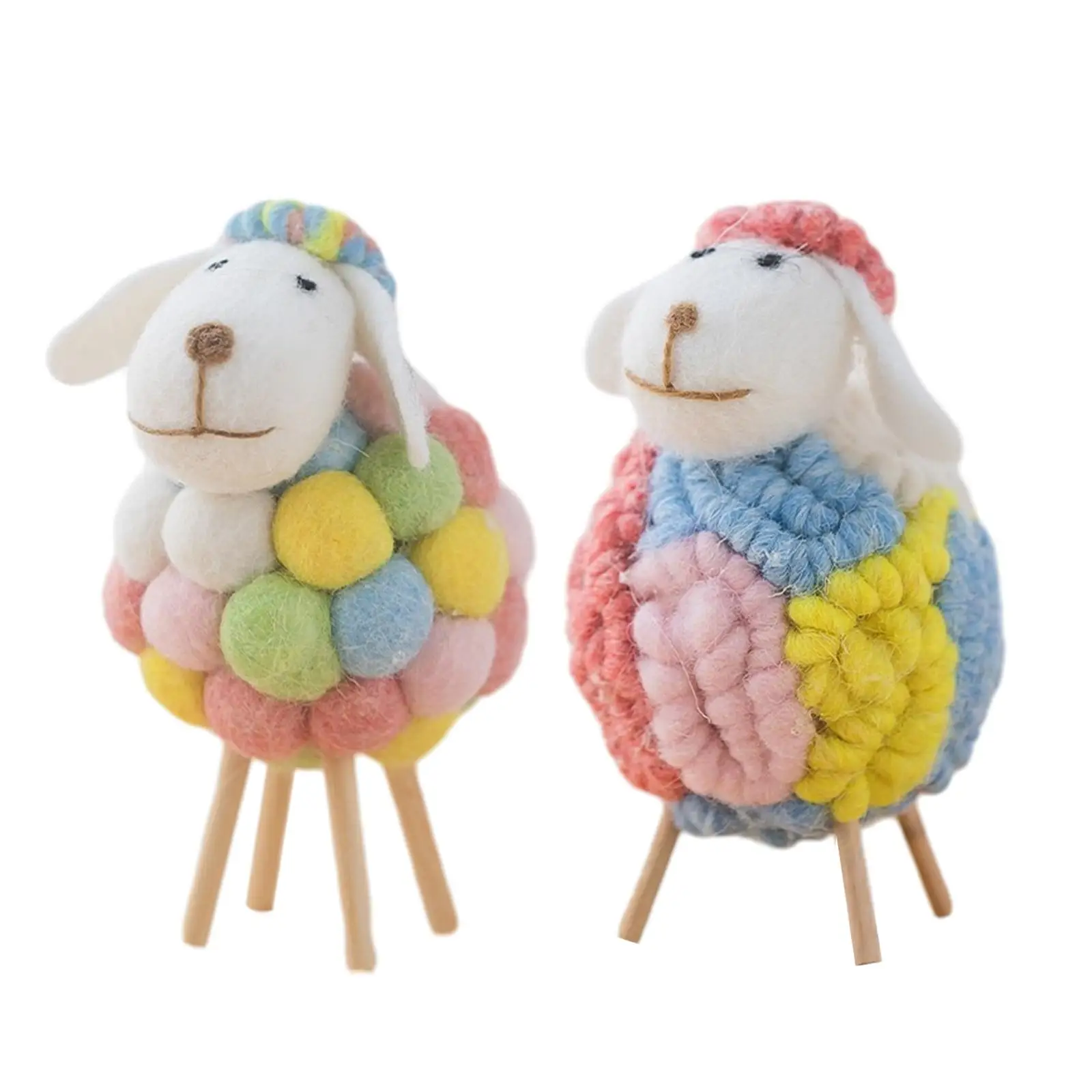 Felt Sheep Lamb Figurine Table Ornament 11x11x16cm for Room Decor Versatile