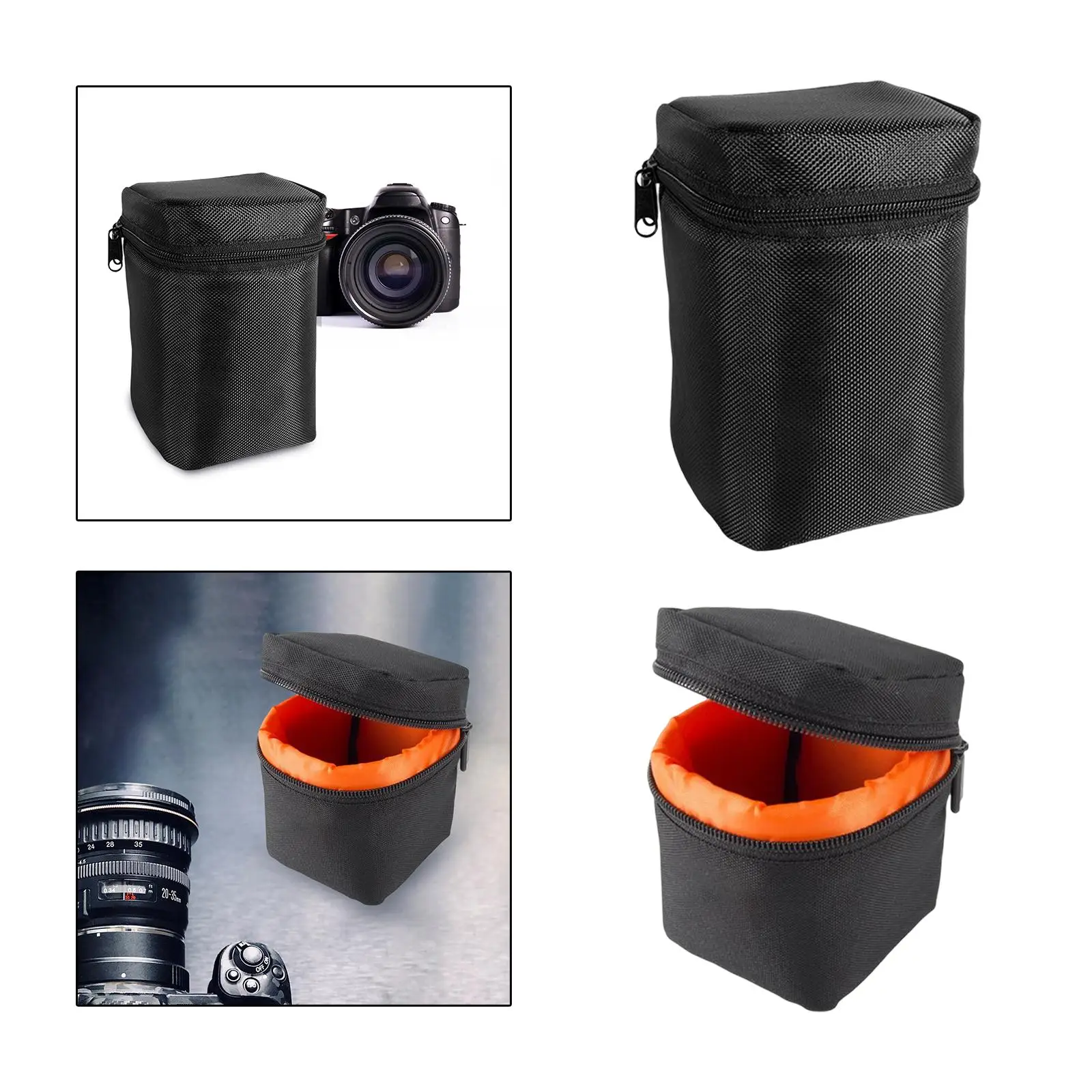 Camera Lens Pouch Equipment Parts Shock Absorption Practical with Zipper Convenient Thick Dustproof Wear Resistant Durable