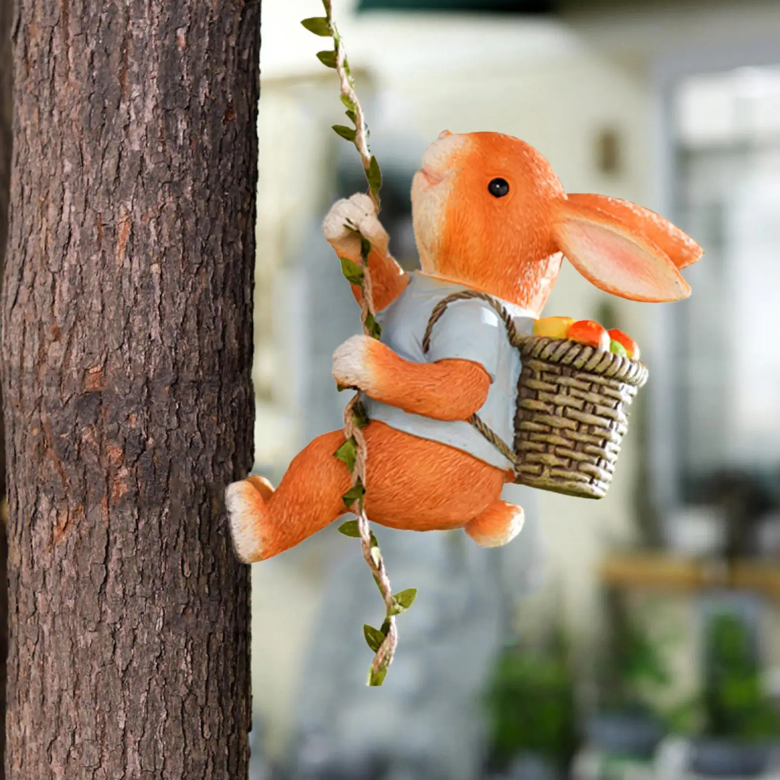 Bunny Sculpture Ornaments Rabbit Planter Pots Hanger Fairy Garden Climbing