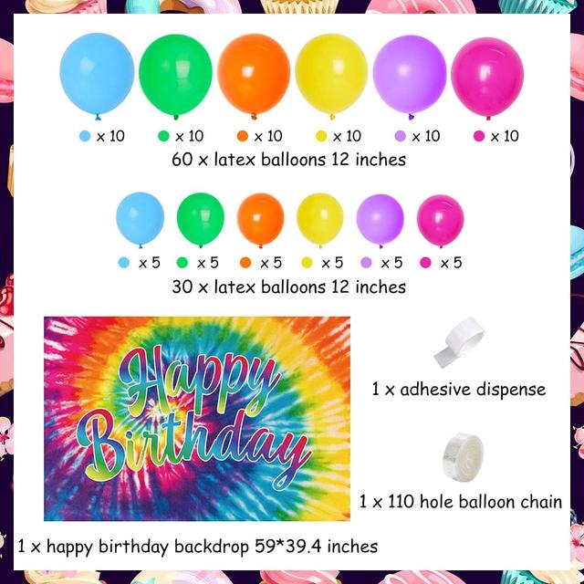 Funmemoir Retro Hippie Tie Dye Birthday Party Decoration Rainbow Balloon  Garland Arch Kit Photo Backdrop Carnival Party Supplies - Ballons &  Accessories - AliExpress