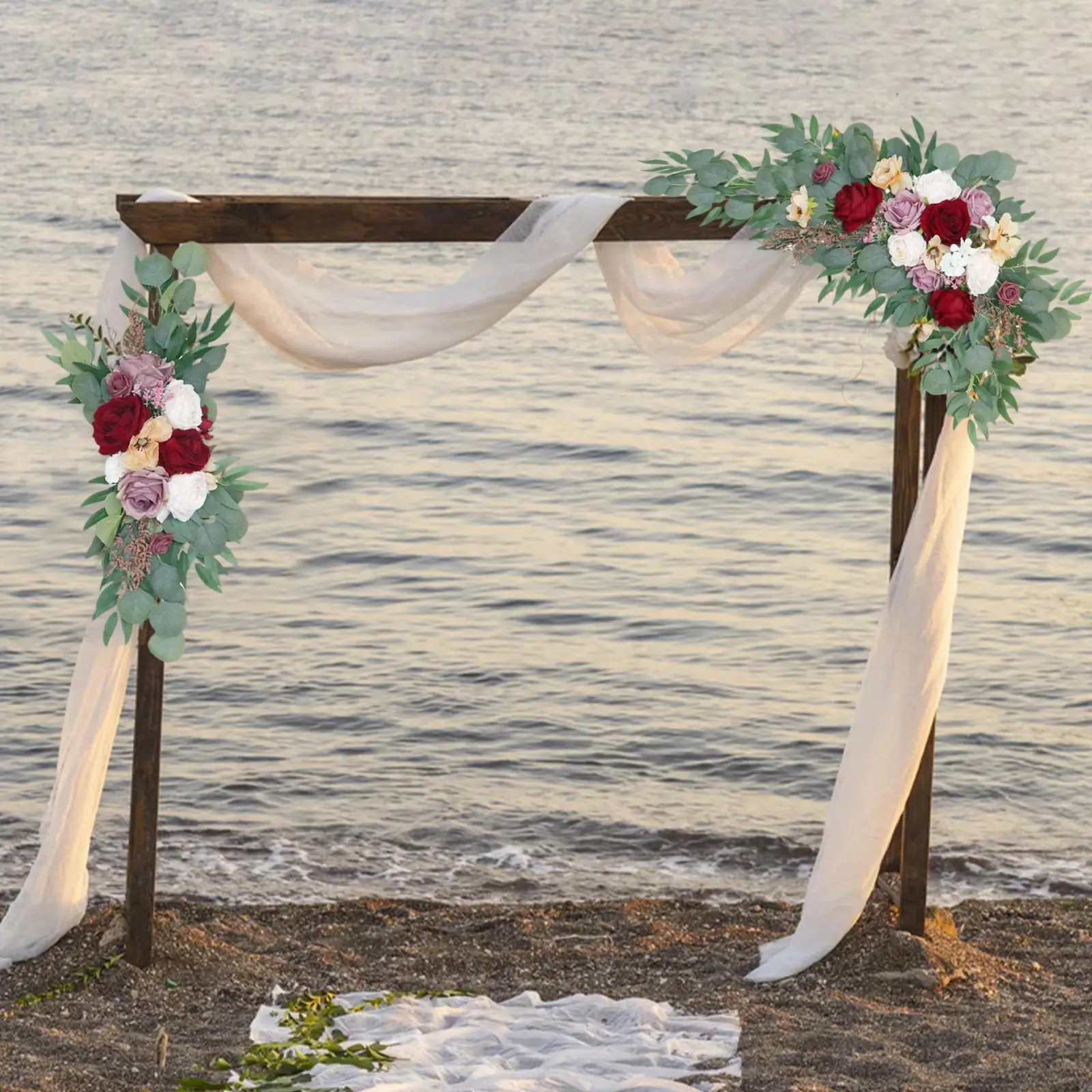 Wedding Arch Flowers White Fake Rose Flower Arch Garland for Home Decoration