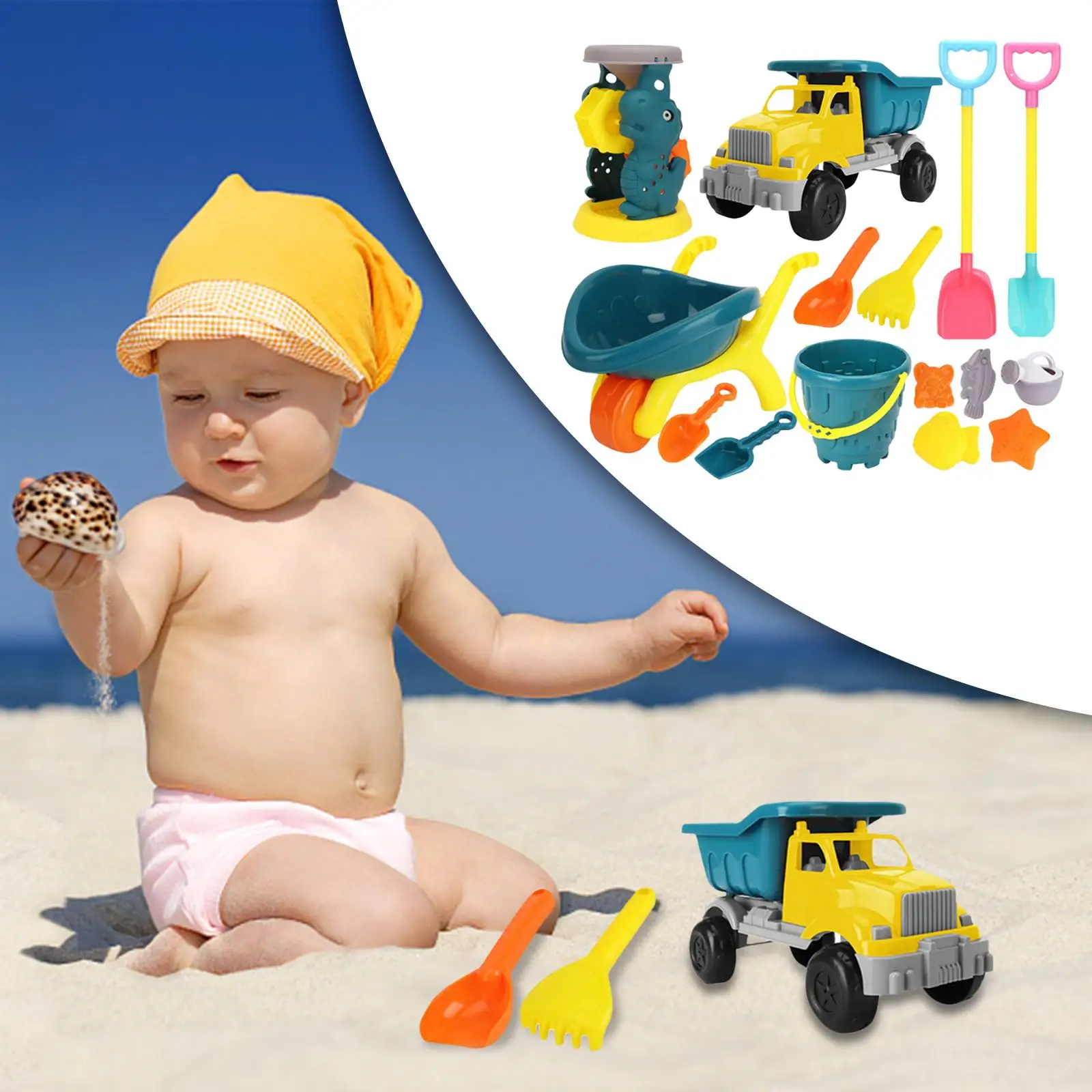 15 Pieces Summer Beach Toy Bucket Beach Game Toy for Outdoor Seaside Kids Children