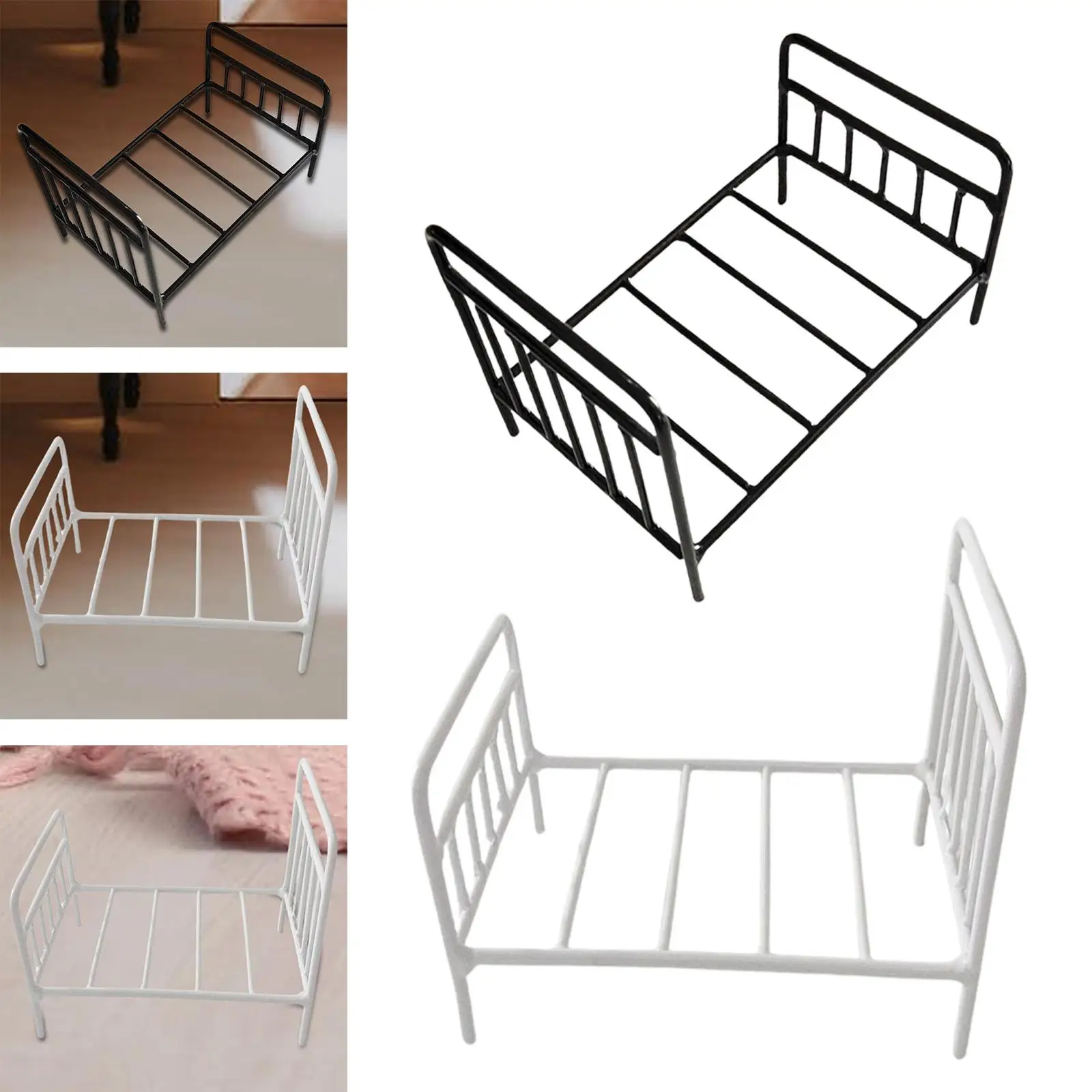 doll House Furniture 1:6 Scale Decor Metal Bed for Dolls Bedroom Life Scene Props Pretend Toys DIY Fitments