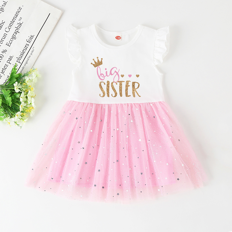 Große Schwester, kleine Schwester, passendes Kleid, kleine Mädchen, rosa Kleid, Prinzessin, Tutu-Kleider, Säuglings-Outfits, Kleinkind-Kleidung, 1–5 Jahre – Detail 2