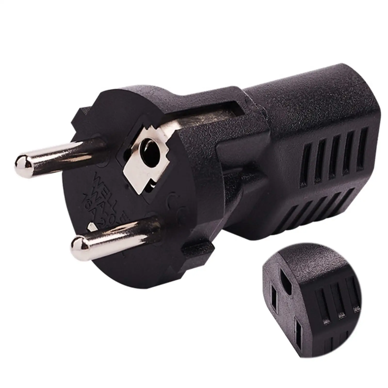 German 4.8mm to US American 5-15R Travel Plug Adapter 250V 125V 16A 15A