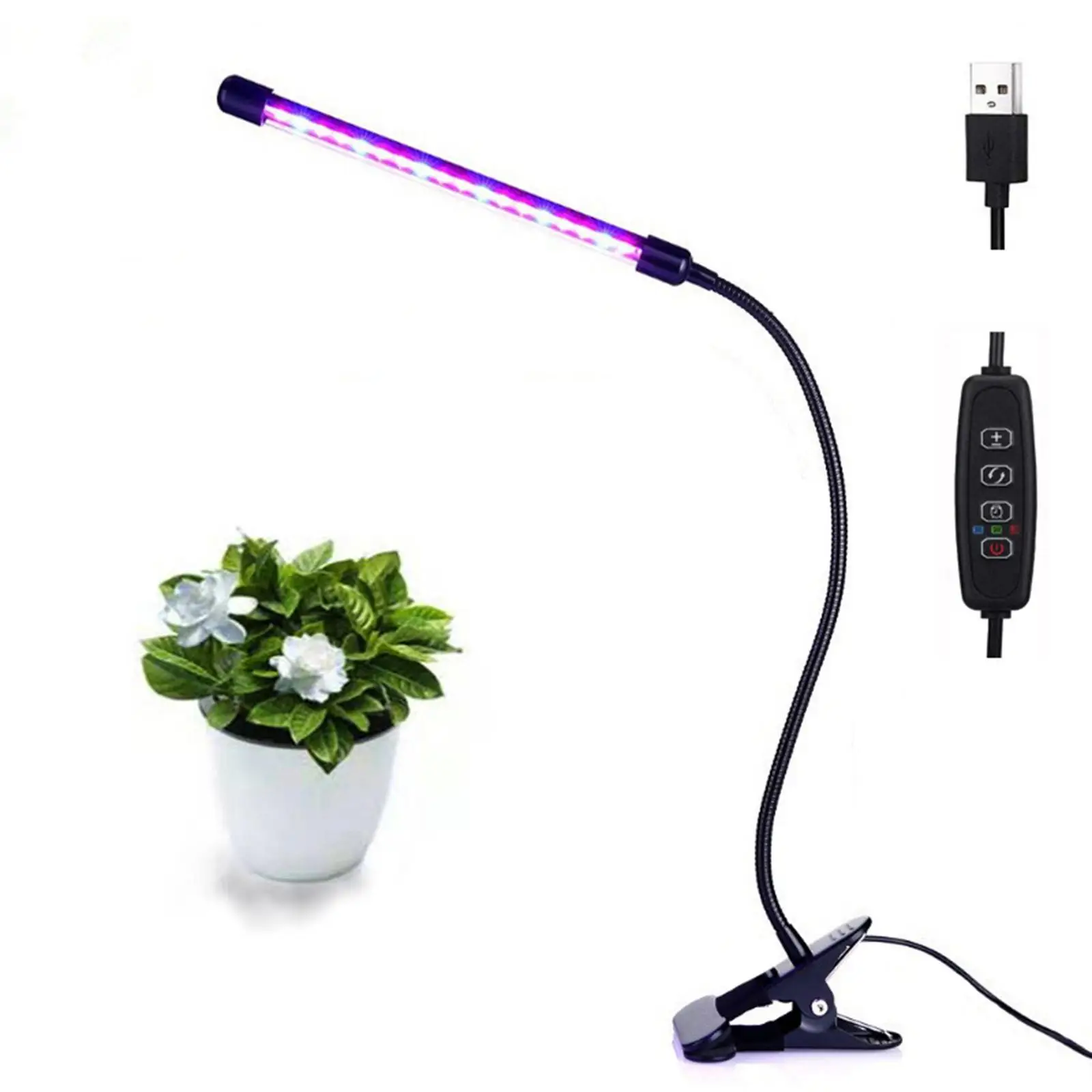 LED Grow Light 9 Dimming Levels Adjustable Gooseneck Plants Growth Lamp for Indoor Plants Seedling Flowers Gardening Vegetable