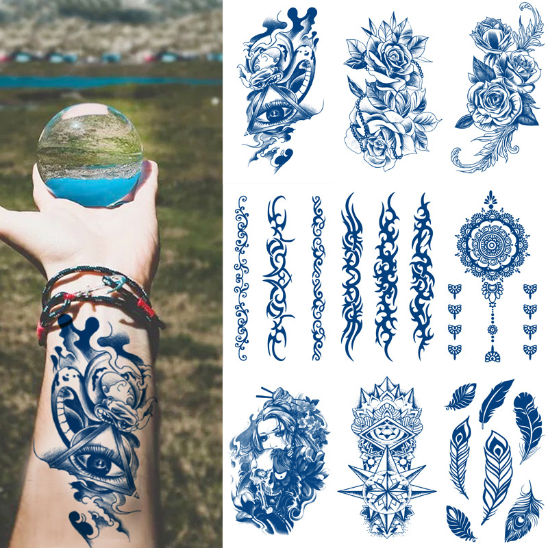 Best of Semi-permanent Waterproof Temporary Tattoos Rose Cross Eye Tiger Body Art Tattoo Sticker Skull Full Fake Tatoo Women Men Reviews & Tips