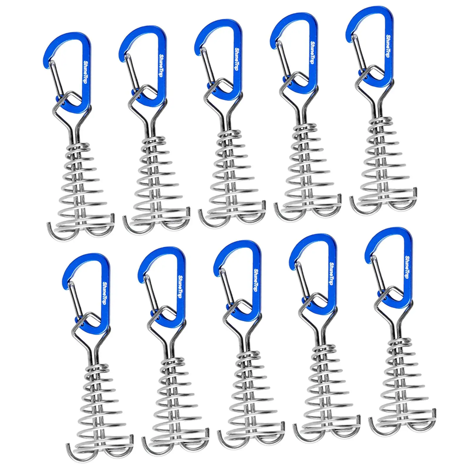 10 Pieces Deck Anchor Pegs Tent Rope Tightener with Spring Buckle for Outdoor