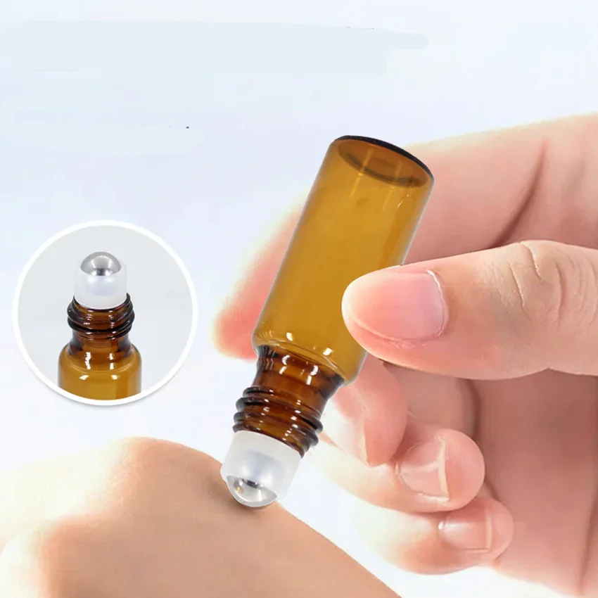 Best of 5PC Amber Roller Ball Essential Glass Oil Bottle Empty Perfume Roller Ball Refillable Liquid Container 1 / 2 / 3 / 5 / 10ML Makeup Tools Reviews & Tips - Image 4