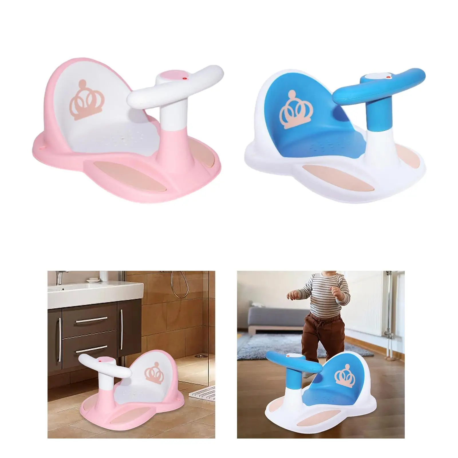 Children Shower Chair Bathroom Stable Portable Newborn Shower Seats Baby Bath Tub Seat for Infants Kids Toddlers Girls Boys