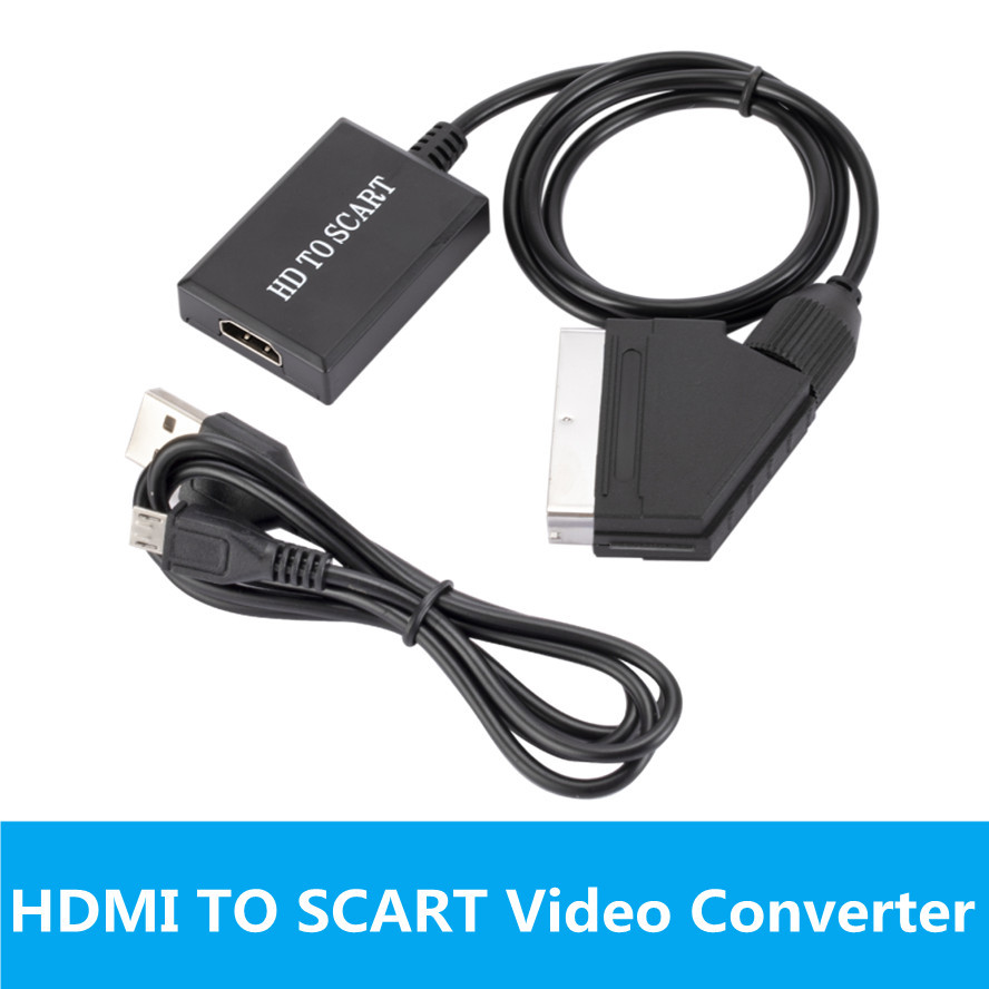 Портативный HDMI-совместимый к SCART кабель конвертер профессиональный  видео аудио адаптер для HD ТВ DVD игр аксессуары HD к SCART | AliExpress