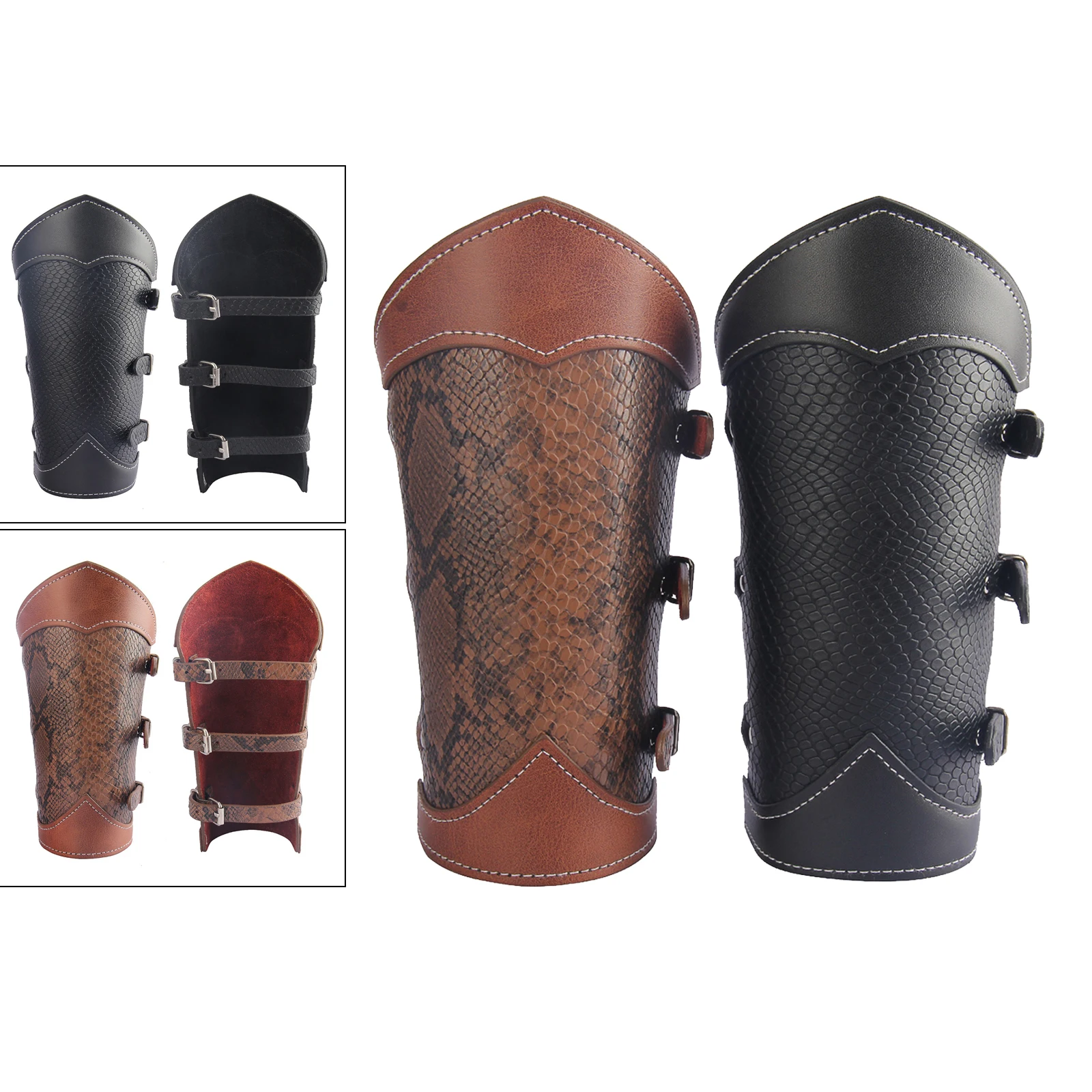 PU Leather Gauntlet Wristband Medieval Costume Bracers Wrist Guard Arm Armor Cuffs Cosplay