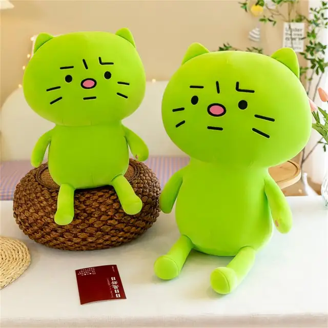 Anxious Cat Worry Kitten Angry Long Arm Green Cat Plush toy