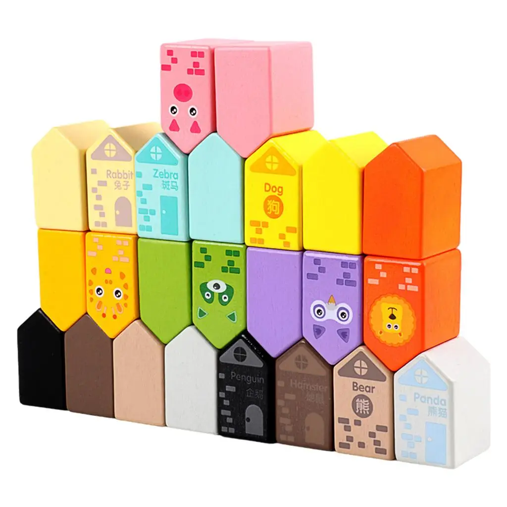 12 Pieces Wooden Learning Toys Construction Toys Stacking Game s for Cultivating Logical Thinking  Babies & Toddlers